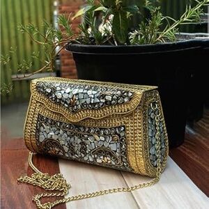 Elegant Gold and Silver Women's Clutch